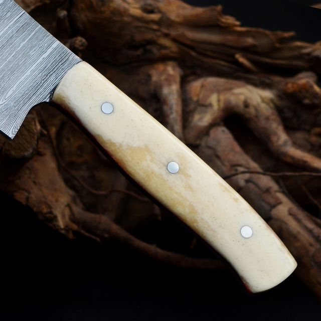 Coltello cuoco/cucina in acciaio damasco forgiato