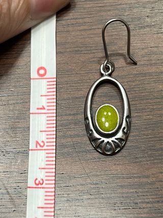 Pendientes ovalados plata 925 piedra verde