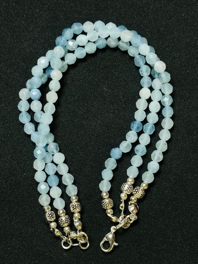 Pulsera triple de aguamarinas en plata de ley 925