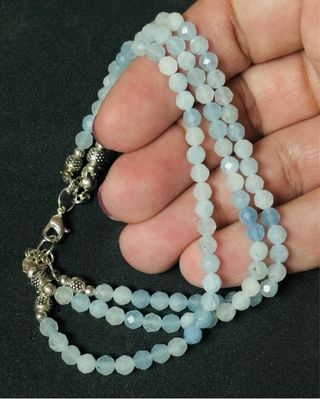 Pulsera aguamarinas 5 mm triple y plata de ley 925