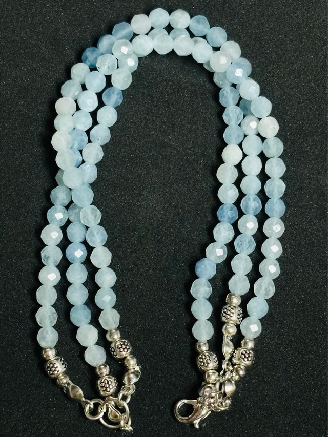 Pulsera triple de aguamarinas en plata de ley 925