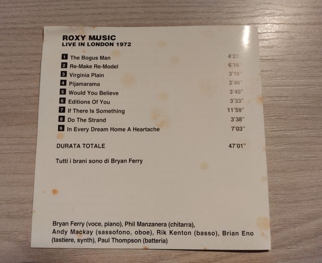 Roxy Music - Live in London 1972 CD