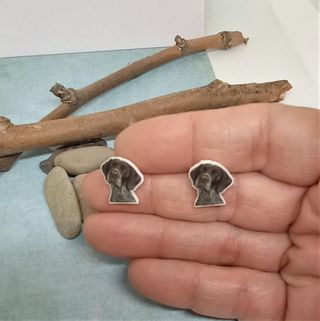 Pendientes de perro braco aleman. Perro pointer