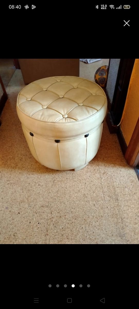 Butaca beige almacenaje