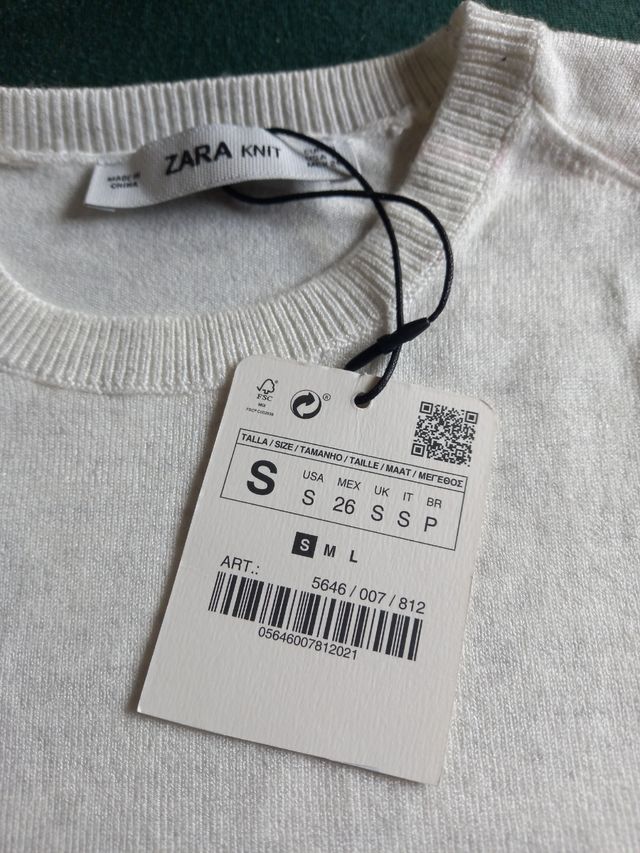 Jersey finito Zara sin mangas Nuevo!