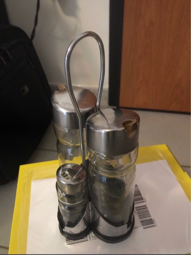 Oliera e saliera completa di vetro e acciaio