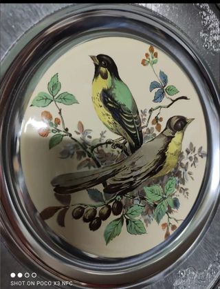 Plato decorativo esmaltado en caja . Vintage