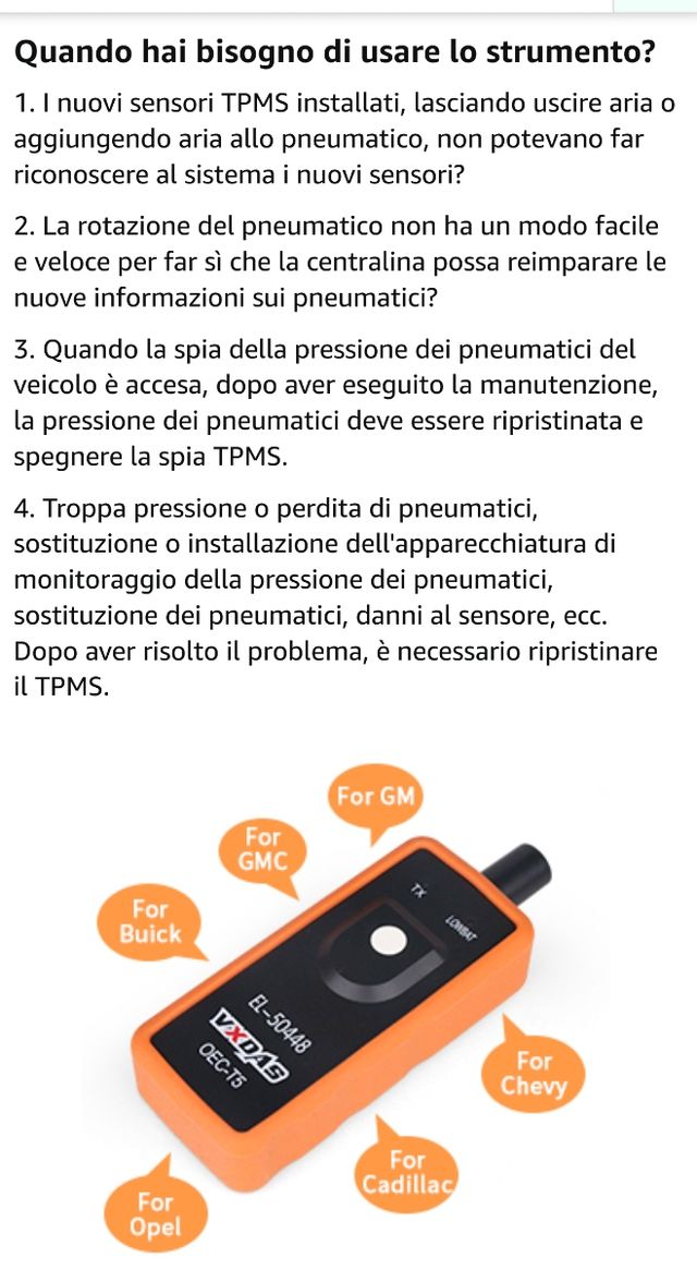 TPMS EL-50448 Ripristino/installazione