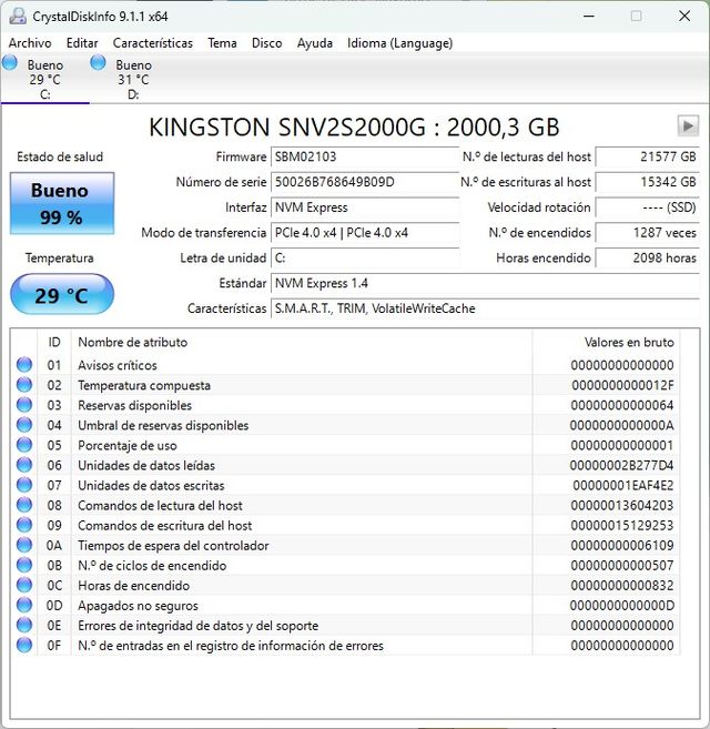 SSD 2TB Kingston NV2