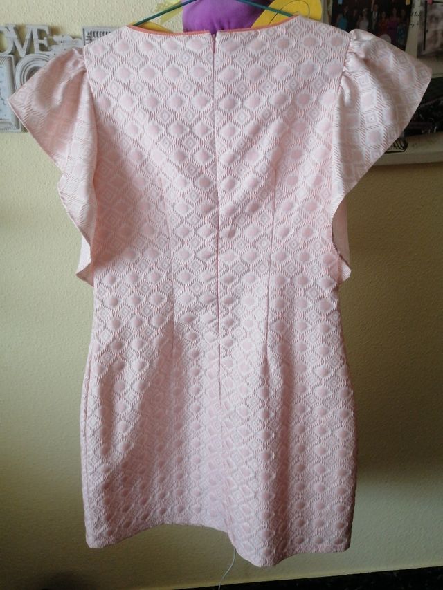 Vestido salmon volantes estampado