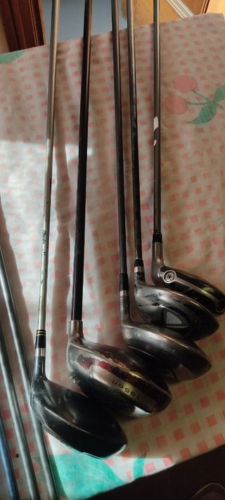 Juego palos de golf y carrito eléctrico