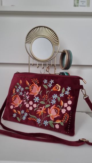 Bolso terciopelo floral