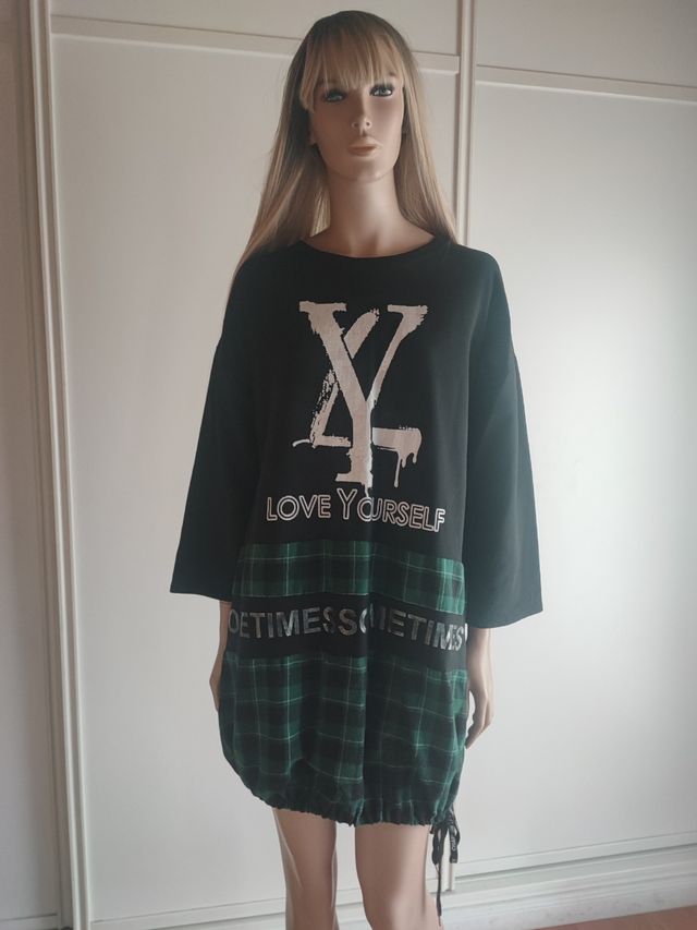 VESTIDO oversize efecto sudadera