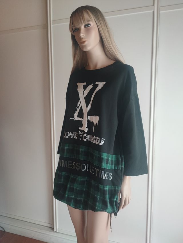 VESTIDO oversize efecto sudadera