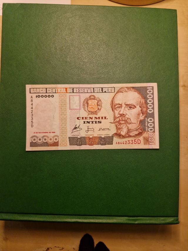 Banconota 100000 Intis 1988 Perù