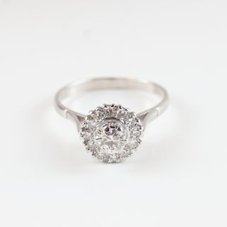 Anillo roseta vintage oro con brillantes