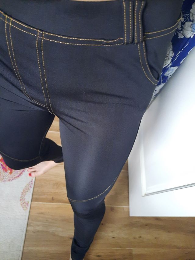 Mallas negras efecto vaquero talla M