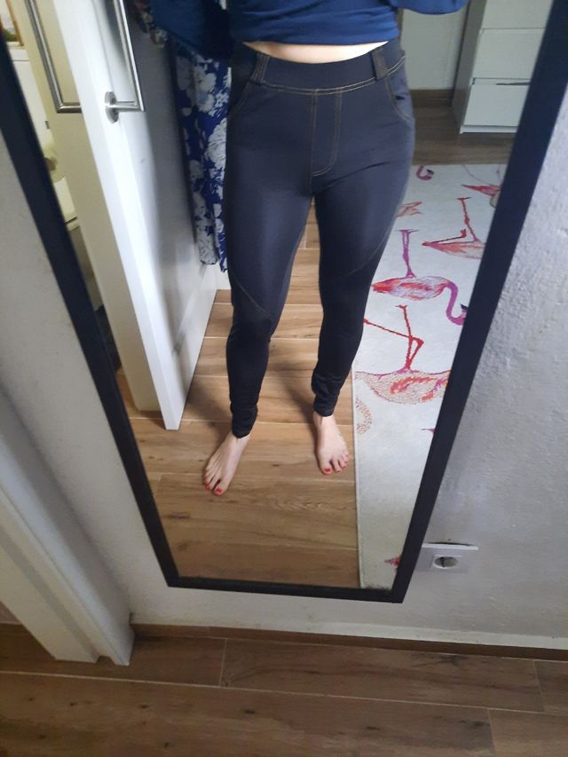 Mallas negras efecto vaquero talla M