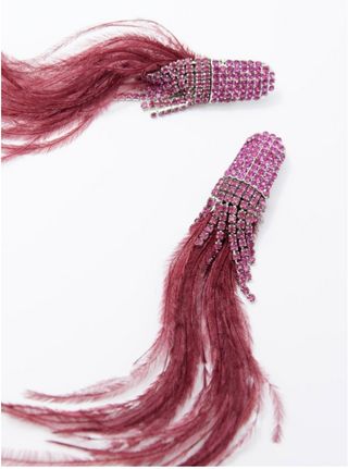 Pendientes burdeos pluma largos