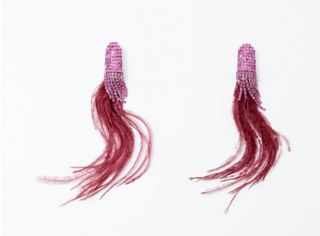 Pendientes burdeos pluma largos