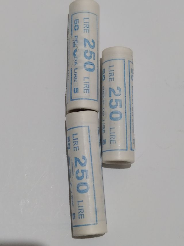 Lotto rotolini 5 lire 1990 monete