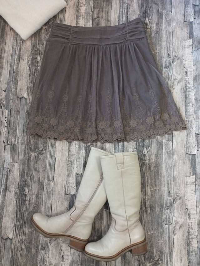 🍁Mini falda tul bordado 💥 Promod * talla XXL