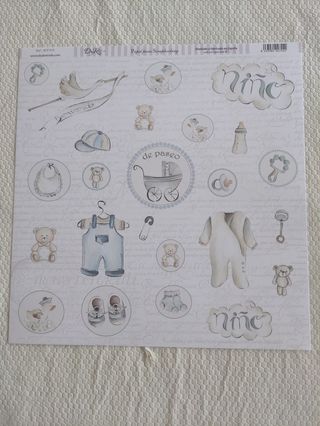 Papel Decorado Scrapbook - Dayka - Bebe Menino 2