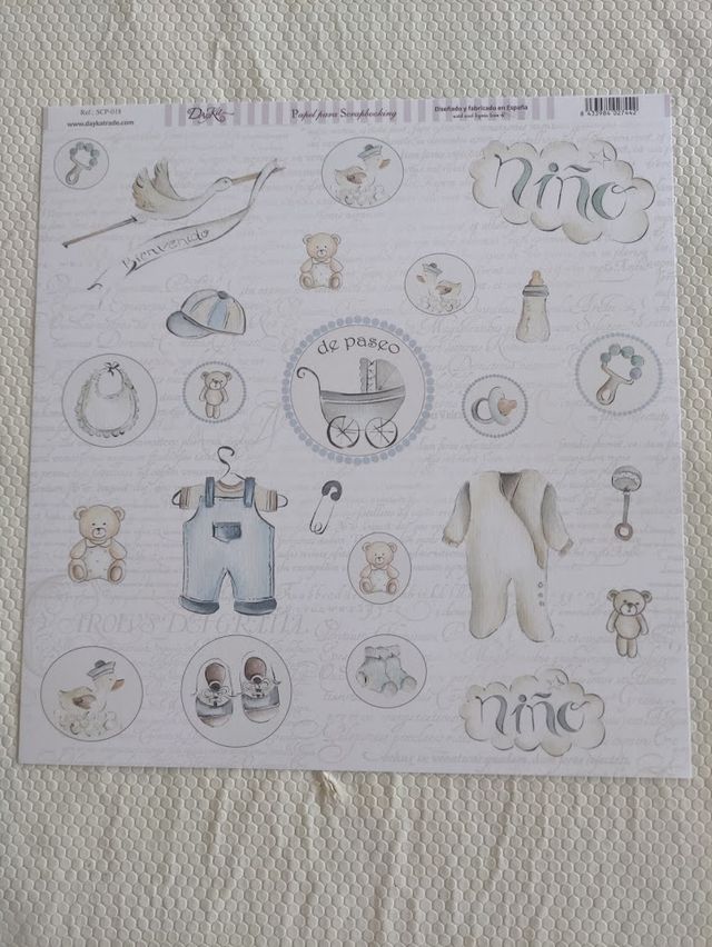 Papel Decorado Scrapbook - Dayka - Bebe Menino 2