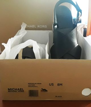 Sandalias cuña de piel negras