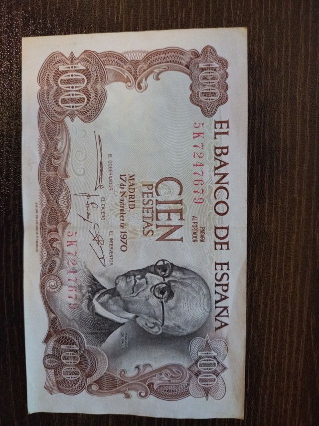 Billete de cien pesetas de 1970,Manuel de Falla