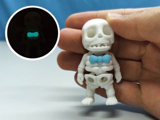 Esqueleto com laço azul