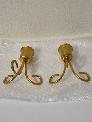 Coppia portacandele in ferro dorato stile vintage