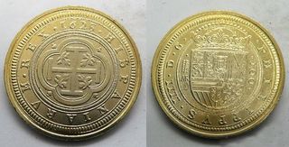 Replica 100 escudos 1623 Felipe IV baño de oro