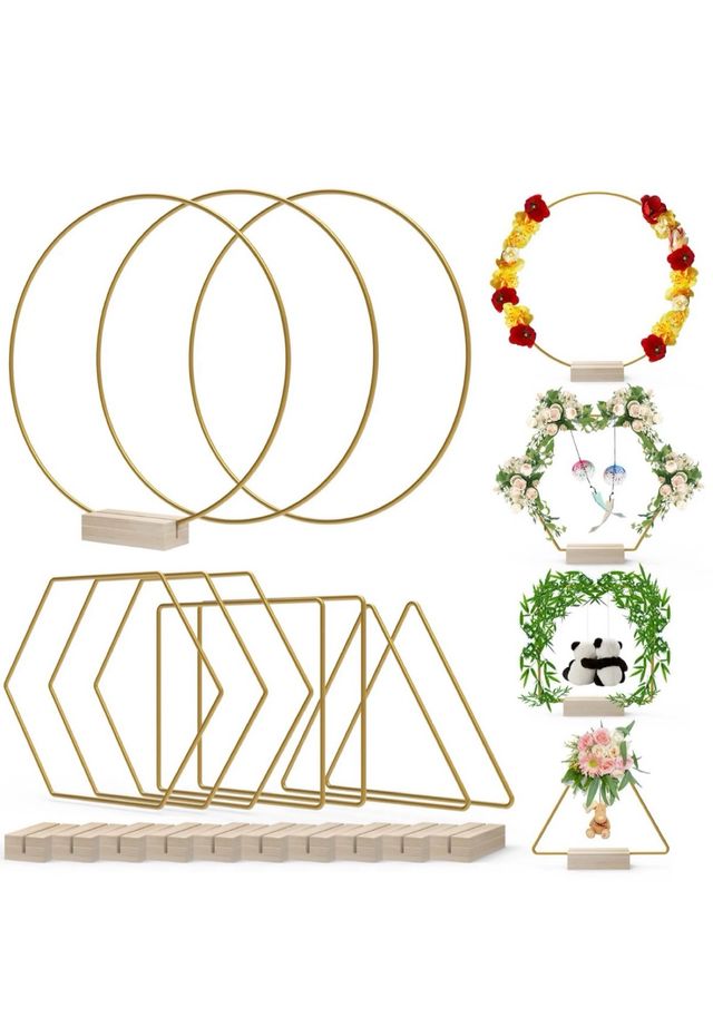 ASOFTY Set de 10 Anillos de Metal Dorado de 25 cm