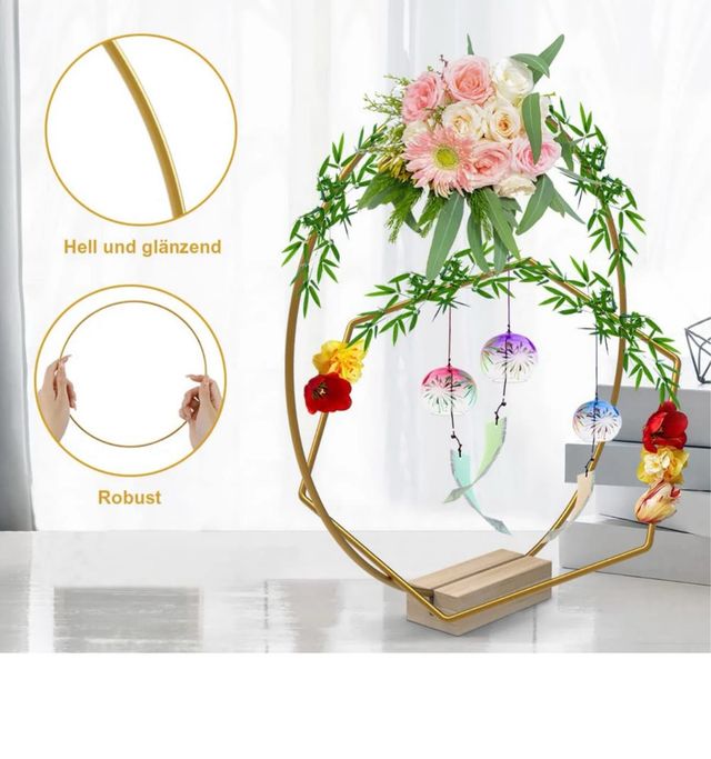 ASOFTY Set de 10 Anillos de Metal Dorado de 25 cm