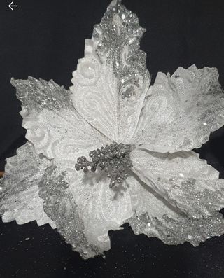 Decori albero, bianco,argento, glitterati. 41 pz