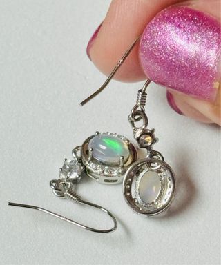 Pendientes con opalo noble etiope y plata ley 925