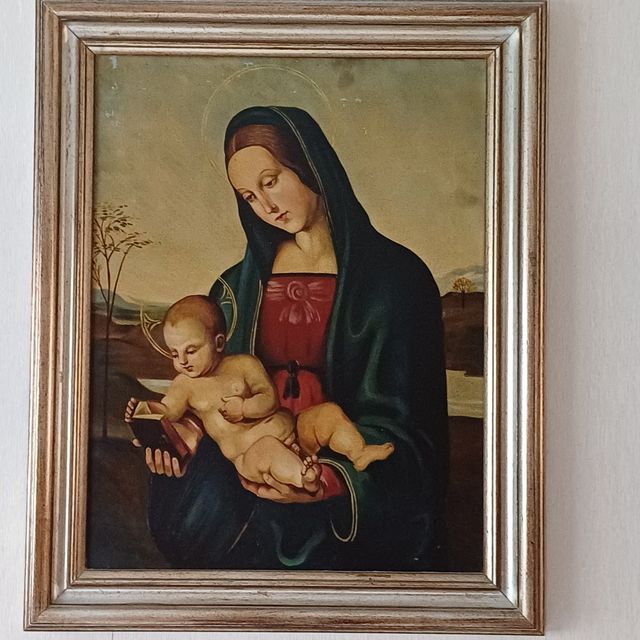 Quadro vintage tema sacro cornice legno