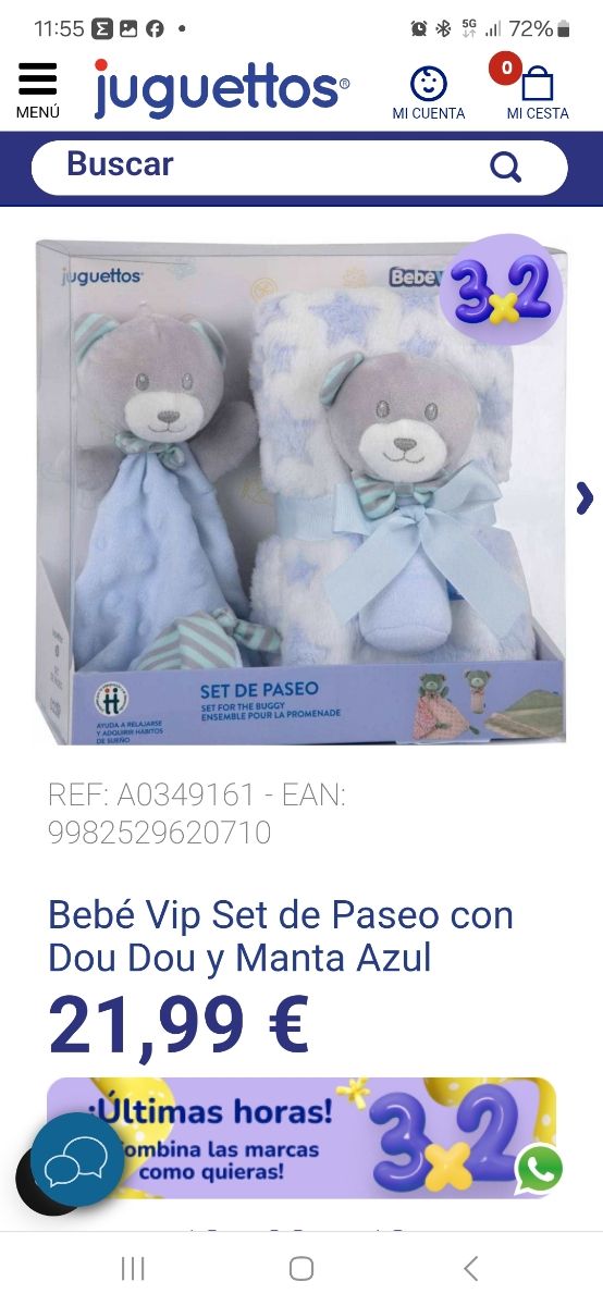 Set Dou doy, manta y sonajero. Regalo bebé