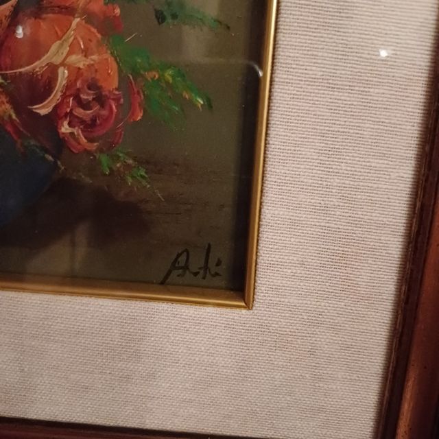 Coppia di quadri vintage a tema floreale