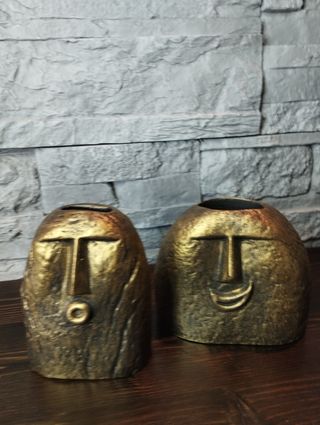 Coppia vasi espressioni facciali design