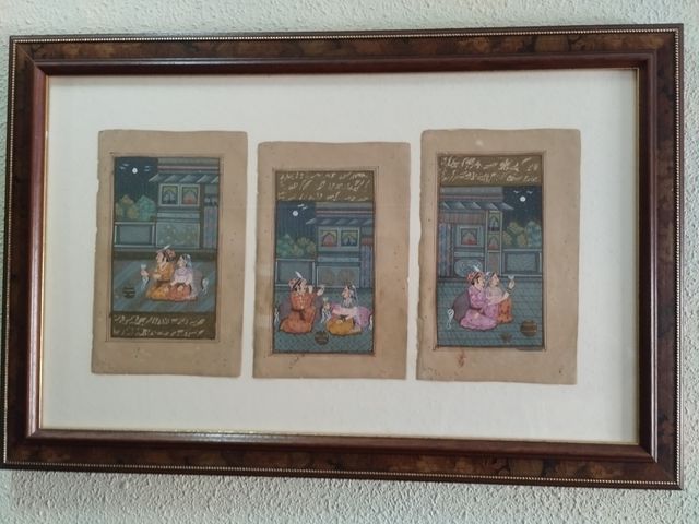 Tríptico,hojas libro indú.