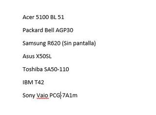 Ordenadores Portátiles Pack 7 (Reparar/Piezas)