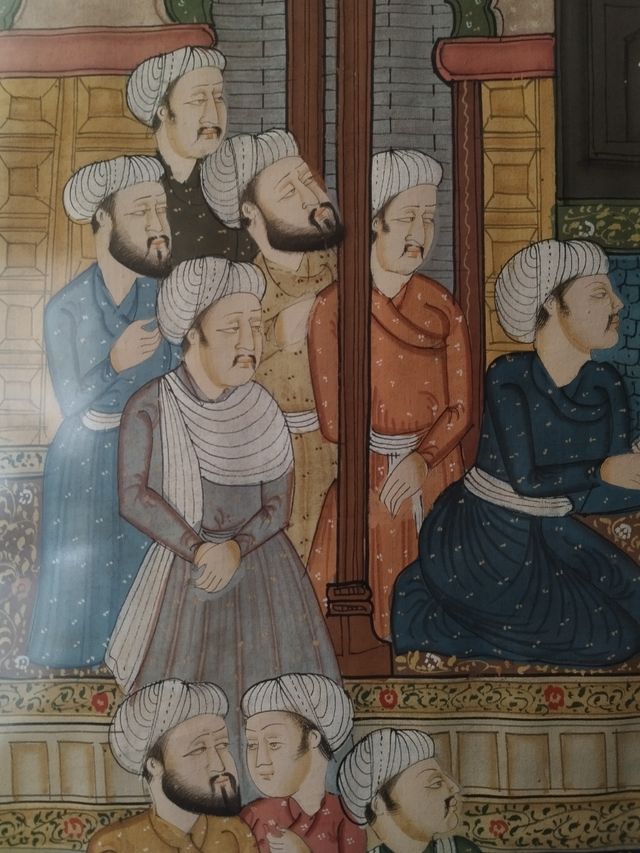 2 cuadros, motivos mogoles, enmarcada.