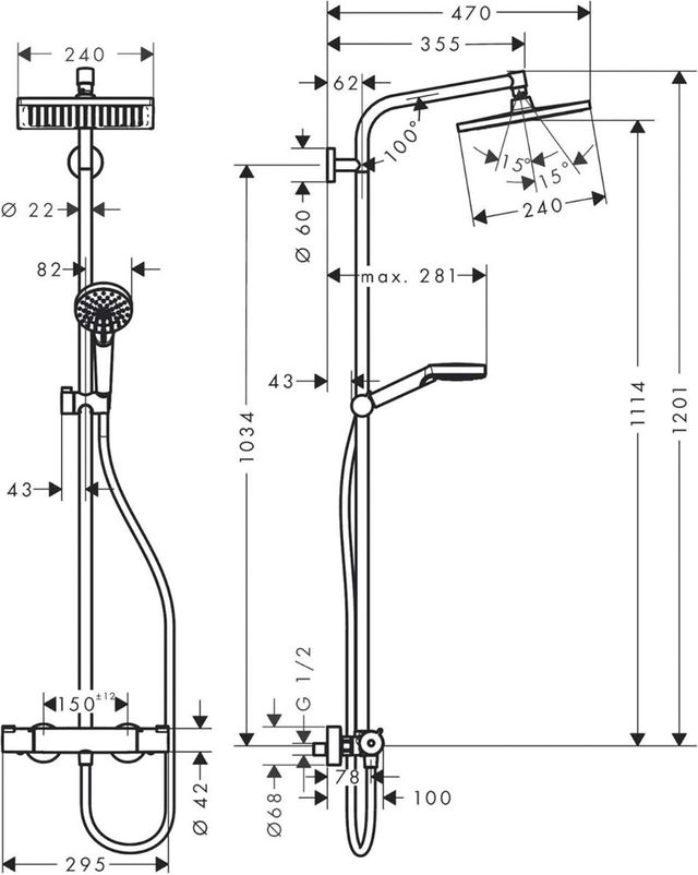 Sistema Ducha termostato Hansgrohe Crome