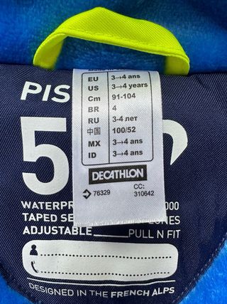 Traje ski niño infantil hasta 104 cm de altura