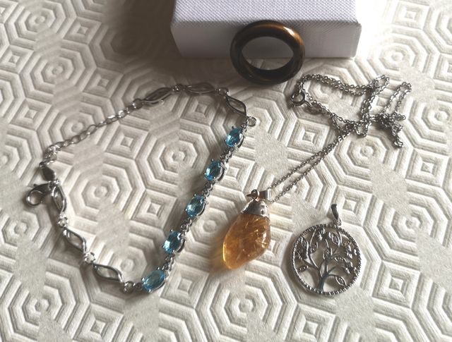 minerales aguamarina y citrino bisuteria