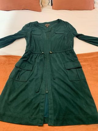 Vestido antelina verde Cortefiel