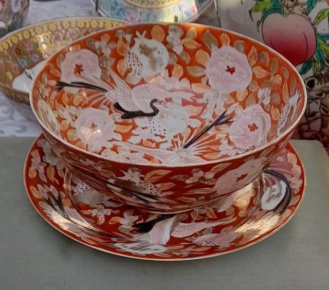 Piatto e ciotola in porcellana cinese del'800