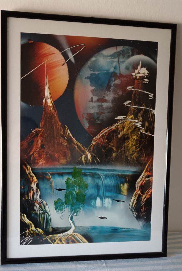 Quadro  con cornice tecnica arte moderna